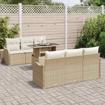 vidaXL Ensemble de canapé de jardin 7 Pièces Beige Poly rotin