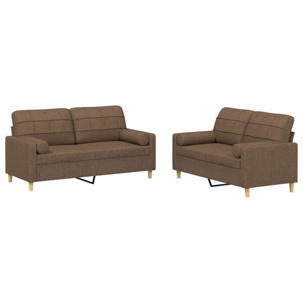 vidaXL Ensemble de canapés 2 Pièces avec coussins marron tissu