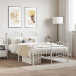 vidaXL Cadre de lit métal sans matelas et pied de lit blanc 120x190 cm
