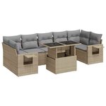 vidaXL Salon de jardin avec coussins 8 Pièces beige résine tressée