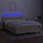 vidaXL Sommier à lattes de lit avec matelas LED Crème 140x200 cm Tissu