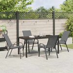 vidaXL Ensemble de salle à manger de jardin 5 pièces  gris  en Textilène et acier.