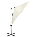 vidaXL Parasol de jardin en porte-à-faux et mât et lumières LED sable