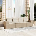 vidaXL Salon de jardin avec coussins 4 Pièces beige résine tressée