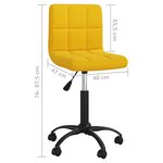 vidaXL Chaise pivotante de bureau Jaune moutarde Velours