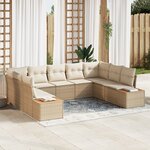 Ensemble de canapés de jardin 5 pièces avec coussins Beige Poly Rattan Acacia
