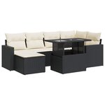 vidaXL Salon de jardin 7 Pièces avec coussins noir résine tressée