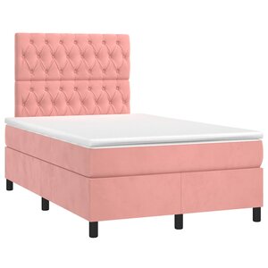 vidaXL Sommier à lattes de lit avec matelas rose 120x190 cm velours