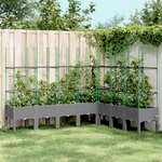 vidaXL Jardinière avec treillis gris clair 200x160x142 5 cm PP