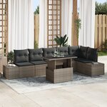 vidaXL Ensemble de Canapé de Jardin 7 Pièces avec Coussins Gris Rotin Poly