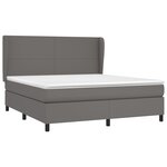 vidaXL Sommier à lattes de lit avec matelas Gris 180x200 cm Similicuir