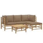vidaXL Salon de jardin 5 Pièces avec coussins taupe bambou