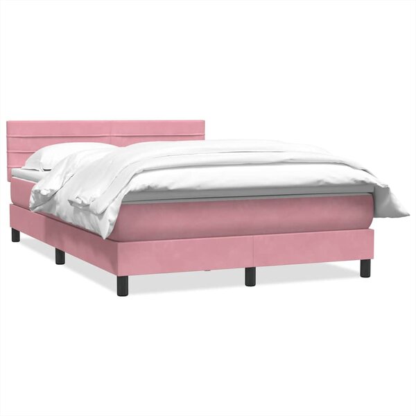 vidaXL Sommier à lattes de lit avec matelas rose 140x210 cm velours
