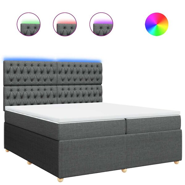 vidaXL Sommier à lattes de lit avec matelas Gris foncé 200x200cm Tissu