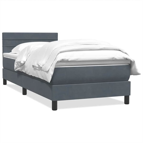 vidaXL Sommier à lattes de lit et matelas gris foncé 90x210 cm velours