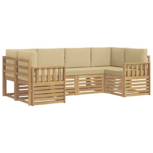 vidaXL Ensemble de canapés d'extérieur 5 pc Blanc et Beige Polyester