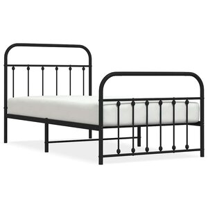 vidaXL Cadre de lit métal sans matelas avec pied de lit noir 100x190cm