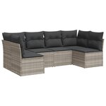 vidaXL Salon de jardin 6 Pièces avec coussins gris clair résine tressée