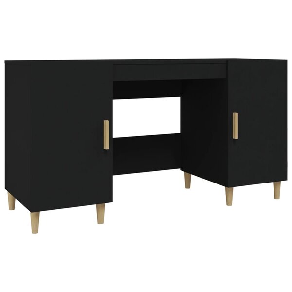Bureau table poste de travail meuble d'ordinateur informatique étude 140 x 50 x 75 cm bois d'ingénierie noir 02_0023904