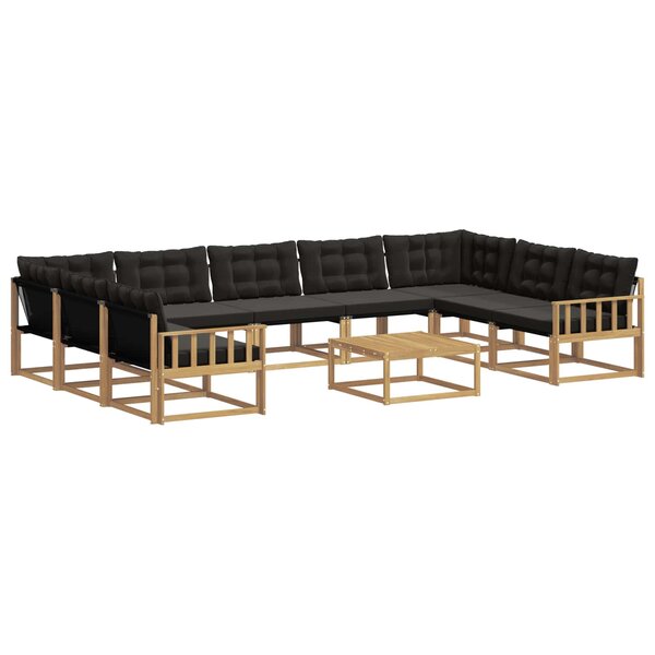 vidaXL Ensemble de canapés d'extérieur 10 pc Blanc et noir
