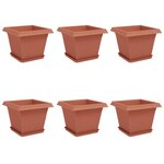 vidaXL Pots de plantes 6 Pièces Rouge brique 28 5 x 28 5 x 22 cm