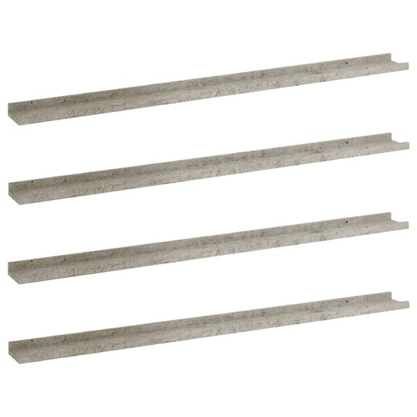 vidaXL Étagères murales 4 Pièces Gris béton 115x9x3 cm