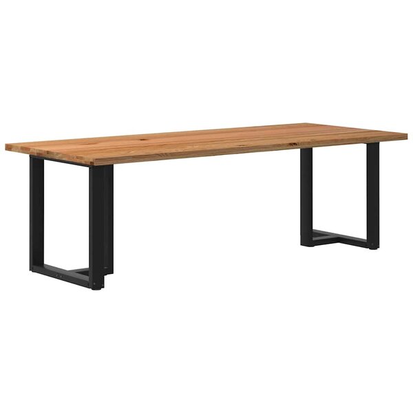 vidaXL Table à manger marron clair bois de chêne massif rectangulaire