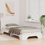 vidaXL Cadre de lit surélevé avec stockage Blanc bois