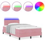 Lit à ressort avec matelas et LED rose 120x190 cm en velours
