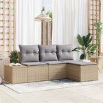 vidaXL Ensemble de Canapé de Jardin 4 Pièces Avec Coussins Beige Rattan Poly