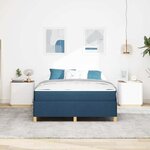 vidaXL Lit à ressorts avec matelas Bleu et Blanc 140 x 190 cm tissu