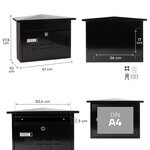 Boîte aux Lettres en Acier  Deco E5704  Fond Étroit  Anti-pluie  Noir