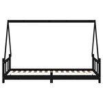 vidaXL Cadre de lit pour enfants noir 90x200 cm bois de pin massif