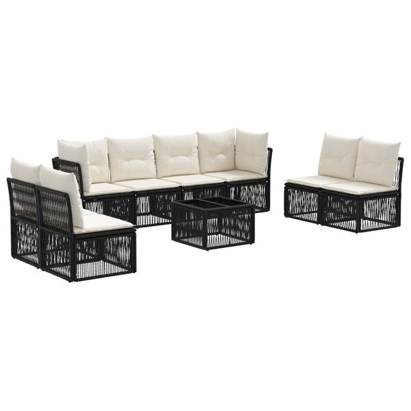 vidaXL Ensemble de canapé de jardin 9 Pièces Noir polyrotin