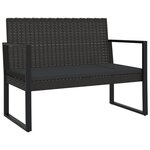 vidaXL Banc de jardin avec coussins noir 106 cm résine tressée