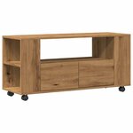 vidaXL Meuble TV avec roulettes chêne artisanal bois d'ingénierie