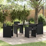 vidaXL Ensemble de salle à manger jardin 5 pièces avec coussins Noir Rotin PE
