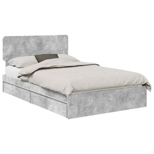 vidaXL Lit de Rangement Gris béton 135 x 190 cm Bois d'ingénierie