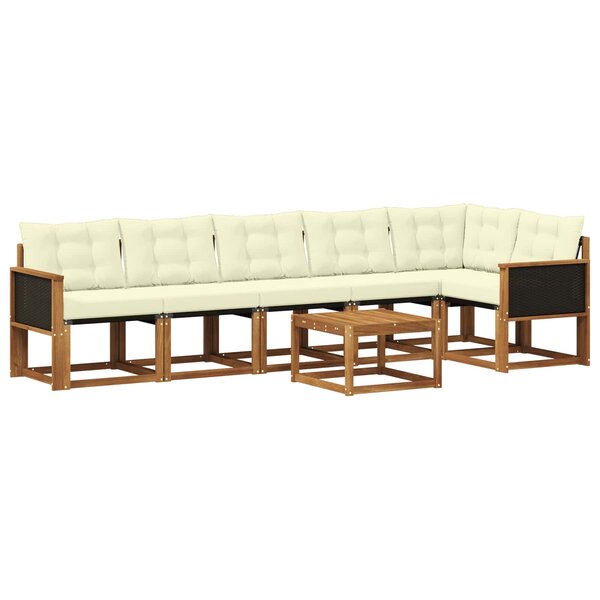 vidaXL Ensemble de canapés d'extérieur 7 pc Naturel et Crème