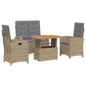 vidaXL Ensemble à manger de jardin coussins 4 Pièces beige résine tressée