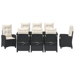 vidaXL Ensemble de salle à manger de jardin de 9 pièces avec coussins en rattan poly noir