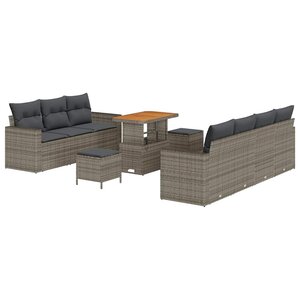 vidaXL Ensemble de canapé de jardin 10 Pièces Gris 90 x 55 x 71 cm