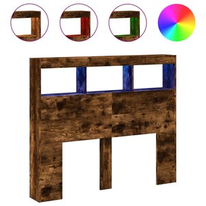 vidaXL Armoire tête de lit avec LED chêne fumé 120x17x102 cm