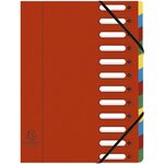 Trieur HARMINIKA à Fenêtres et Élastiques 12 Compartiments Rouge x 6 EXACOMPTA