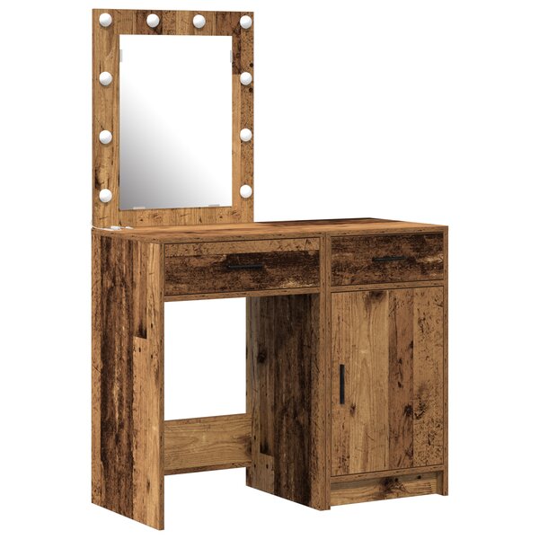vidaXL Ensemble de Coiffeuse de 2 pièces avec LED en Finition Vieux Bois