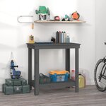 vidaXL Banc de travail Gris 80x50x80 cm Bois de pin massif