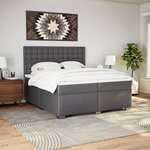 vidaXL Sommier à lattes de lit avec matelas Gris 200x200 cm Similicuir