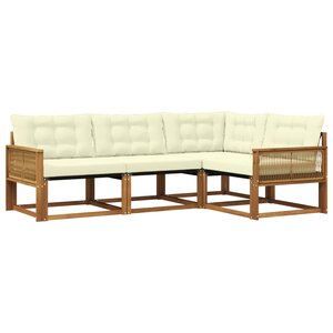 vidaXL Ensemble de canapés d'extérieur 4 pc Naturel et Crème