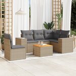 vidaXL Salon de jardin avec coussins 6 Pièces beige résine tressée