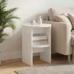 vidaXL Meuble d'appoint Blanc Brillant Ø40 x 50 cm Bois d’ingénierie